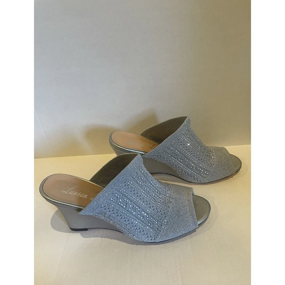 Lauren Lorraine Martha Silver Heels 9‎ NEW Sparkly Prom Wedding Party Shoe